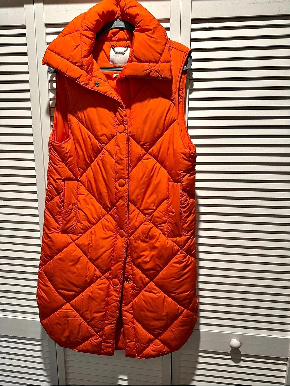 rich&royal Quilted Puffer Vest in Orange Size 36 Like New